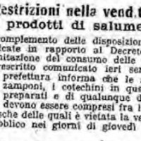 Restrizioni nella vendita dei prodotti di salumeria, in «Il Resto del Carlino», 4 gennaio 1917