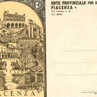 Cartoline e copertine realizzate dall'Ente provinciale per il turismo diretto da Aldo Ambrogio.
Le guide Benvenuti a Piacenza e nella sua provincia furono edite in più edizioni dalla tipografia Porta tra il 1952 e il 1957.
I particolari dei piatti sono tratti da diversi numeri del 1956-1957 della rivista “Placentia Floret”, la rivista notiziario dell'Ente pubblicata a partire dal 1956. La pagina della Gastronomia piacentina è tratta dalla Guida Benvenuti a Piacenza del 1955.