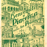 Cartoline e copertine realizzate dall'Ente provinciale per il turismo diretto da Aldo Ambrogio.
Le guide Benvenuti a Piacenza e nella sua provincia furono edite in più edizioni dalla tipografia Porta tra il 1952 e il 1957.
I particolari dei piatti sono tratti da diversi numeri del 1956-1957 della rivista “Placentia Floret”, la rivista notiziario dell'Ente pubblicata a partire dal 1956. La pagina della Gastronomia piacentina è tratta dalla Guida Benvenuti a Piacenza del 1955.